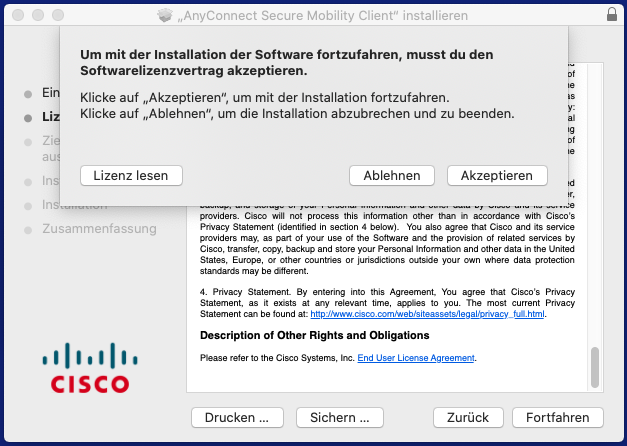 Installation client from Cisco.