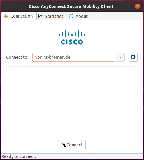 Cisco window for the connection.