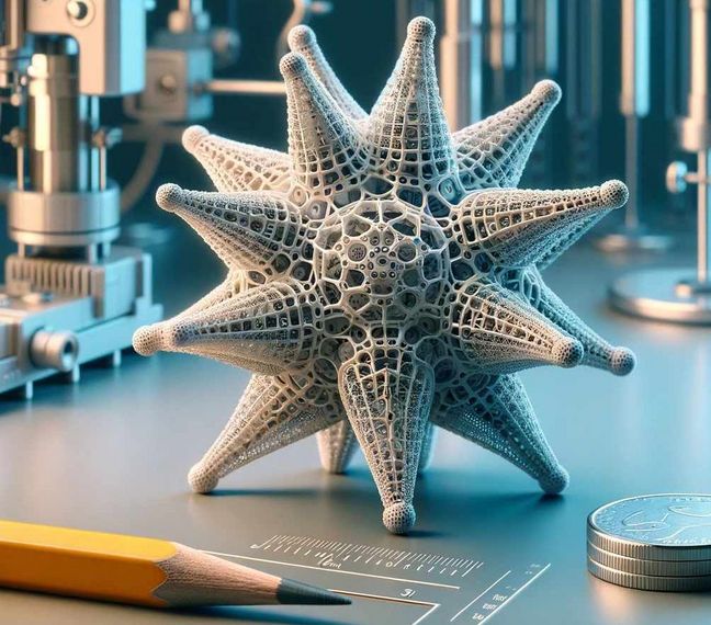 Starfish-inspired morhing structure AI generated concept of a small, technical starfish-inspired morphing structure. It