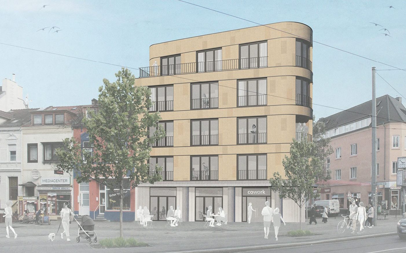 Visualisierung des Projektes "cowork" Außenansicht