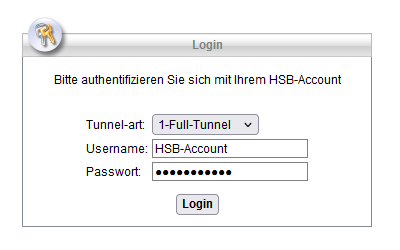 Fenster zum authentifizieren Ihres HSB-Accounts.