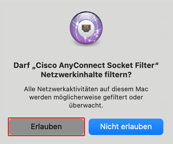 Verbindungsfenster von Cisco.