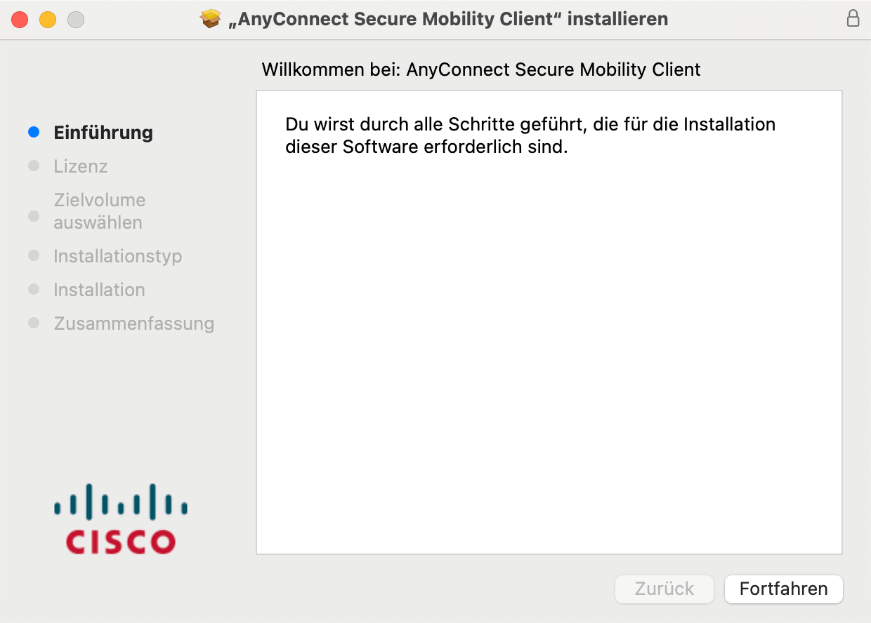 Installation client from Cisco.