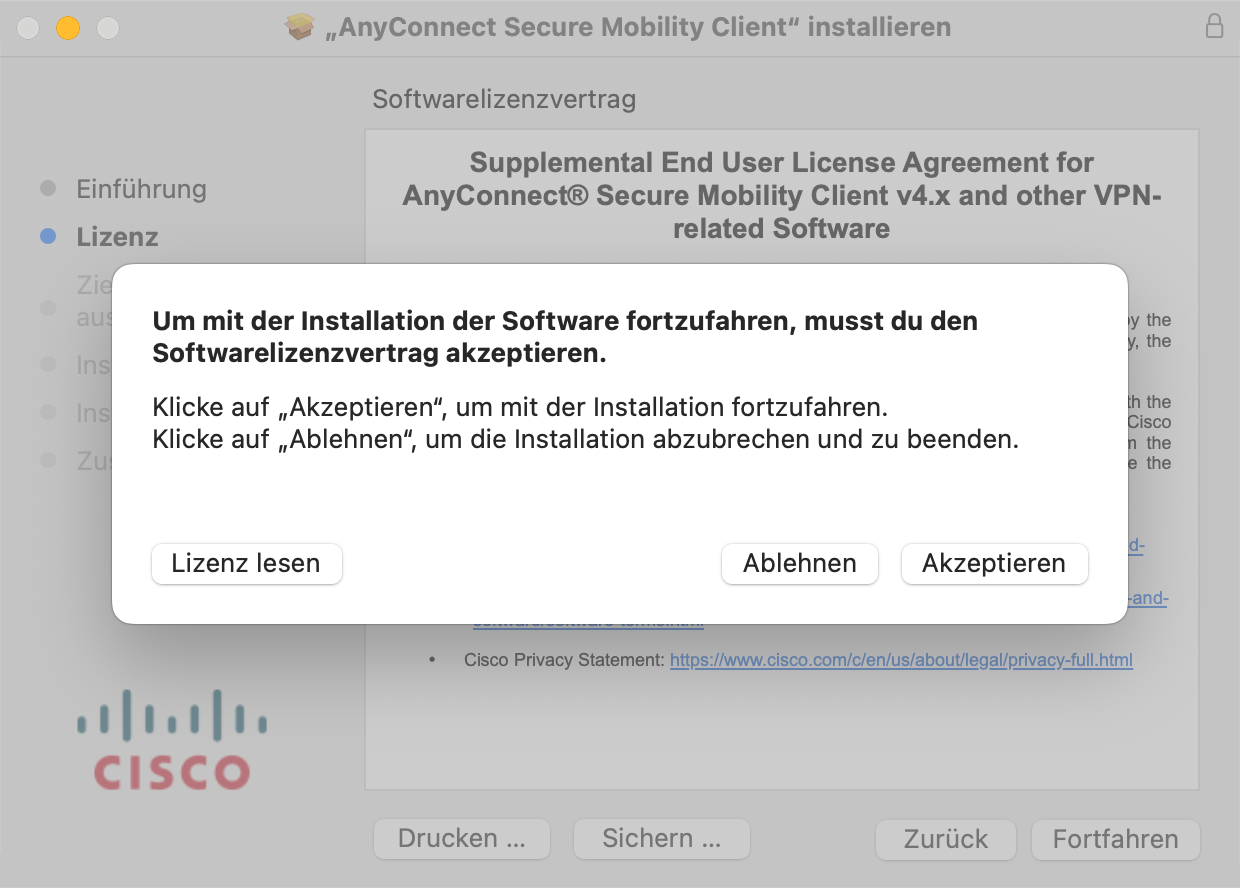 Installationsclient von Cisco.