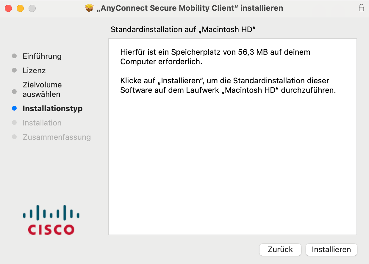 Installation client from Cisco.