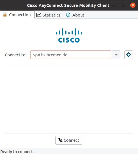 Cisco window for the connection.