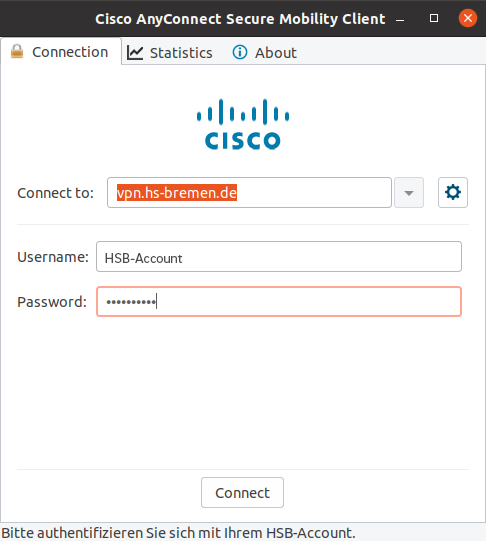 Anmeldungsfenster von Cisco.