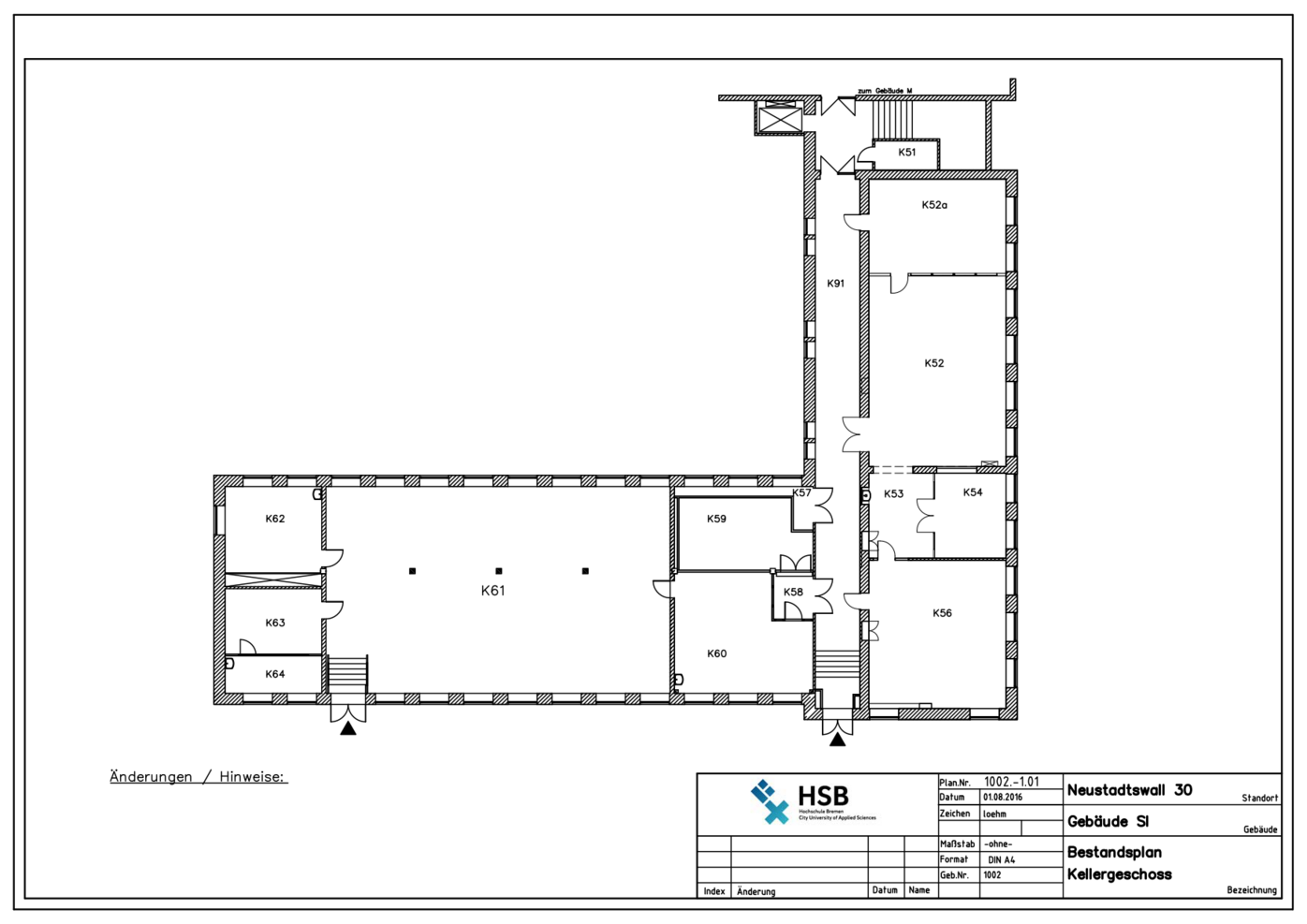 Campus Neustadtswall - Lageplan - SI-Gebäude - Kellergeschoss