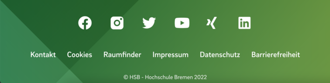 Screenshot Footer HSB-Website Screenshot vom Footer der HSB-Website