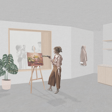 Visualisierung Innenraum vom Projekt "Atelierhaus Bremen"