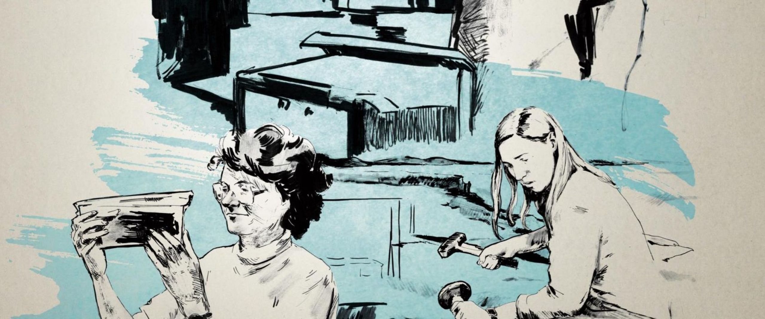 Filmplakat zu Picture A Scientist: Zeichnung von drei Wissenschaftlerinnen bei ihrer Arbeit