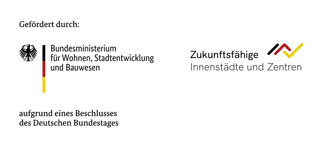 Logo Gefördert durch Bundesministerium für Wohnen, Stadtentwicklung und Bauwesen aufgrund eines Beschlusses des Deutschen Bundestages, Zukunftsfähige Innenstädte und Zentren