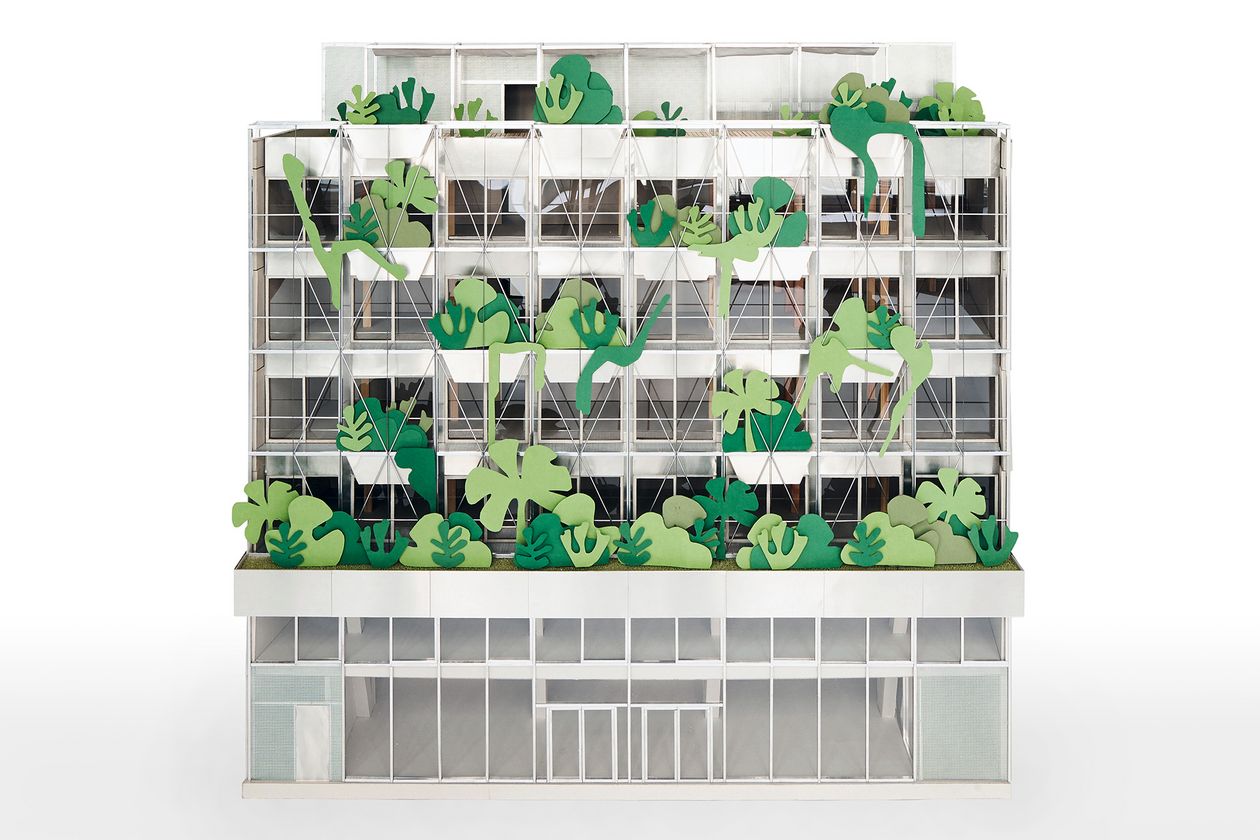 Grafik eines Hochhauses mit Begr&uuml;nung