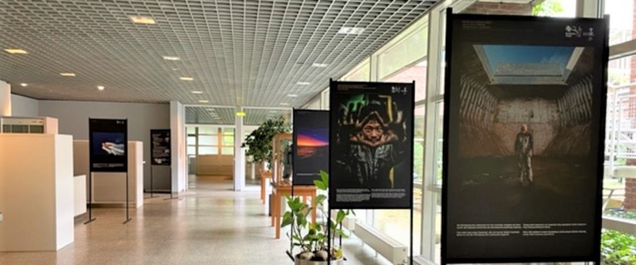 Fotoausstellung Life at Sea Raum mit Aufstellern, auf denen großformatige Fotos zu sehen sind.