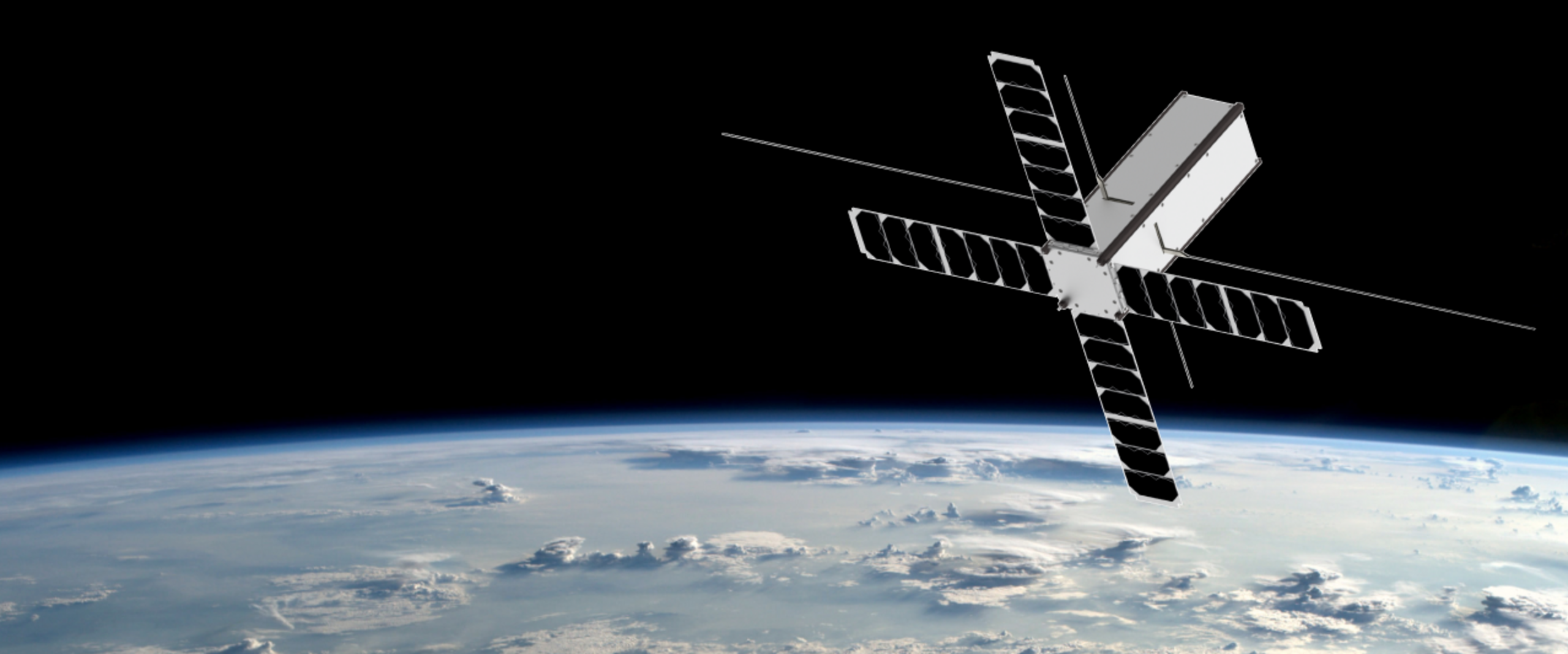 Satellit schwebt über Erde im All