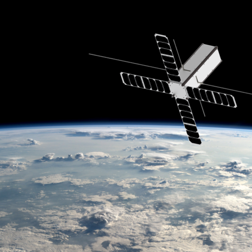 VIBES Satellit Weltall Satellit schwebt über Erde im All