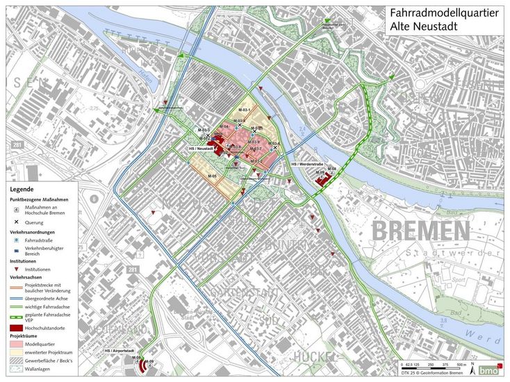Kartenausschnitt Bremen-Neustadt Fahrradmodellquartier
