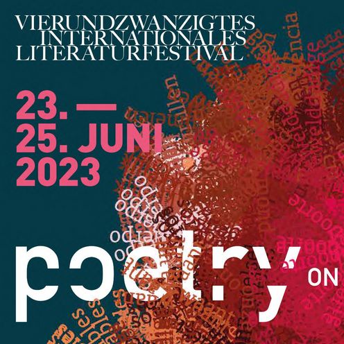 Das Bild zeigt einen Plakatausschnitt mit farbigen Grafikelementen und wei&szlig;er Schrift