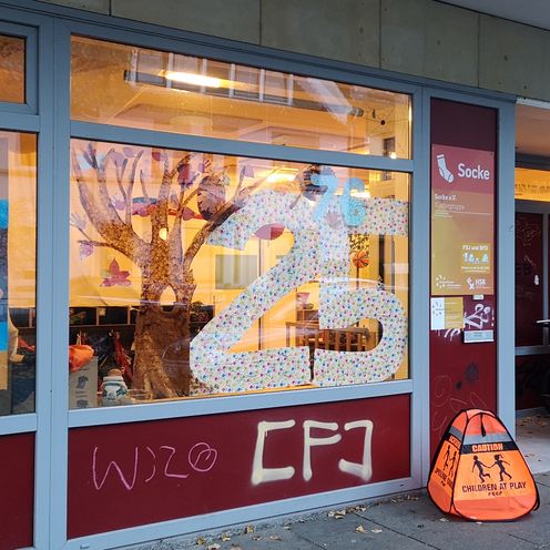 Au&szlig;enansicht der Kinderbetreuung Socke e.V. in der Neust&auml;dter Erlenstra&szlig;e.