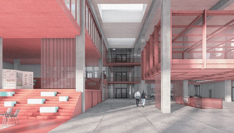 Umnutzung der WKL-Halle, Entwurfsmodul MA Vertiefung Material & Ökologie, Projekt "Forum WKL" von Constantin Stelling (Bild: C. Stelling)