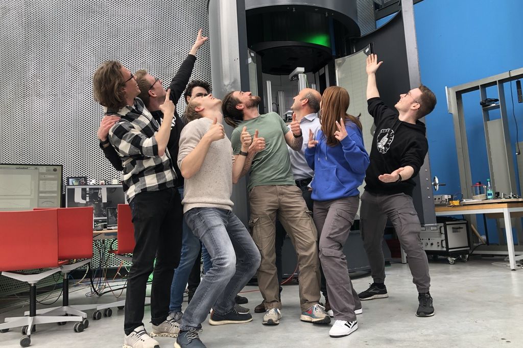 Part of the VIBES team in front of the ZARM GraviTower Pro
