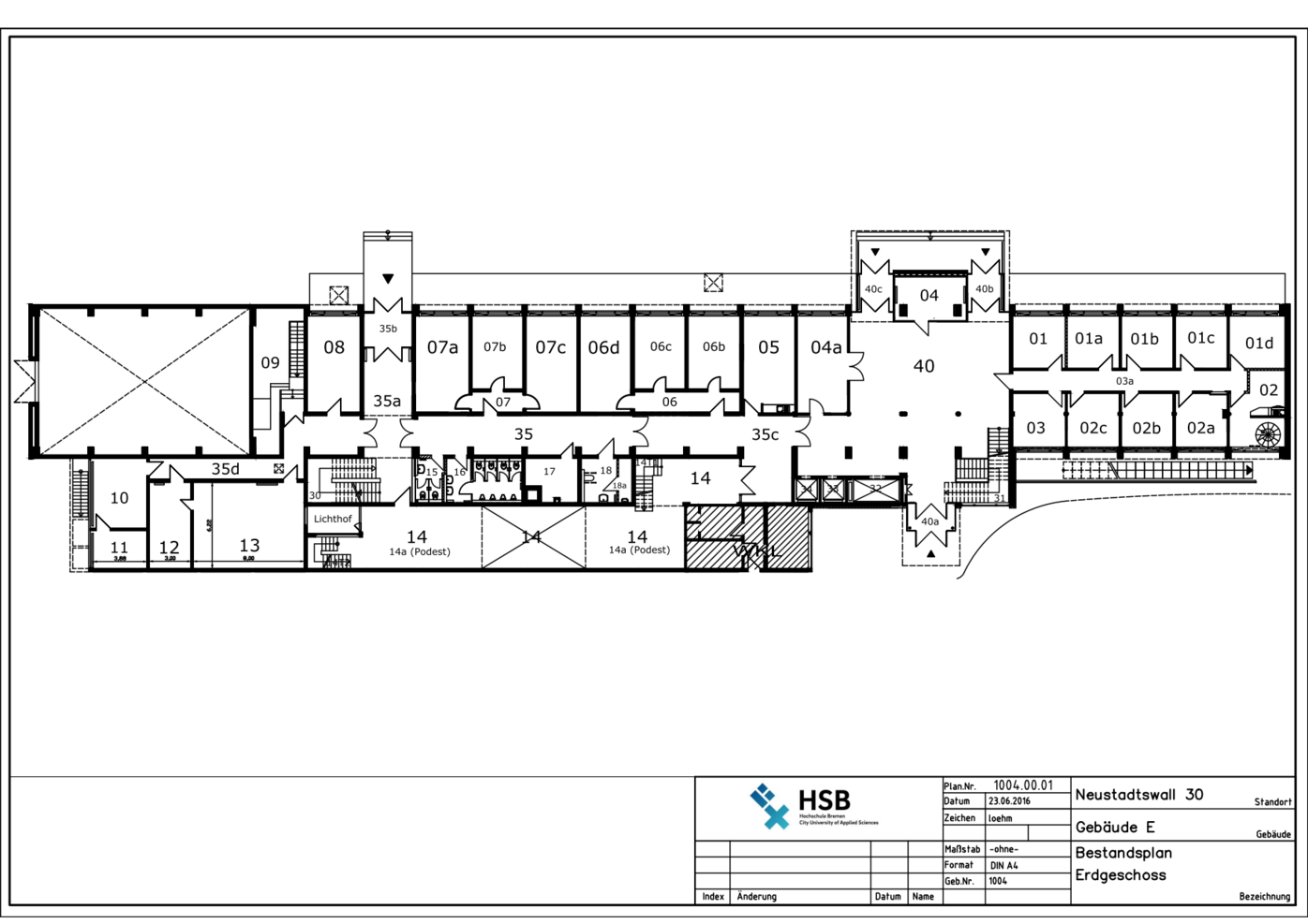 Campus Neustadtswall - Lageplan - E-Gebäude - EG