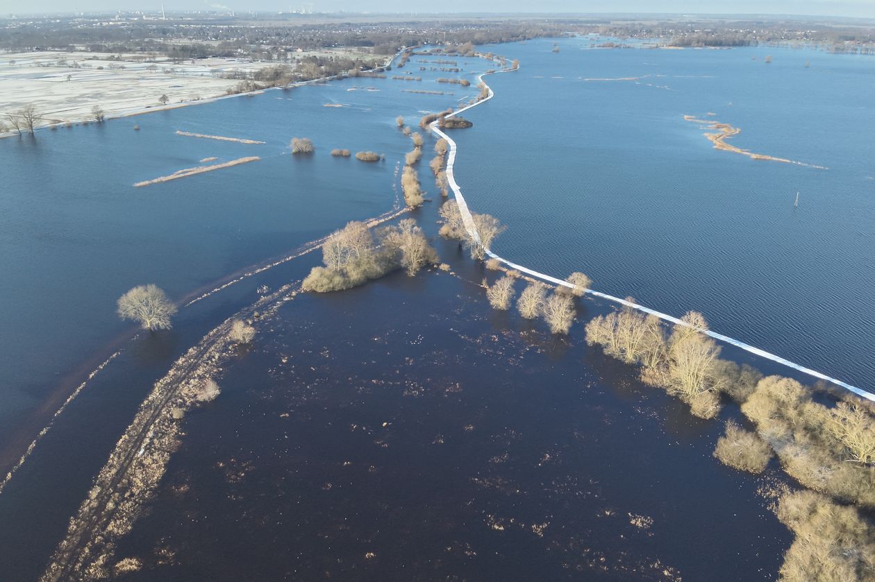 Luftaufnahme der &Uuml;berschwemmungen in Lilienthal - Foto: Freiwillige Feuerwehr Lilienthal