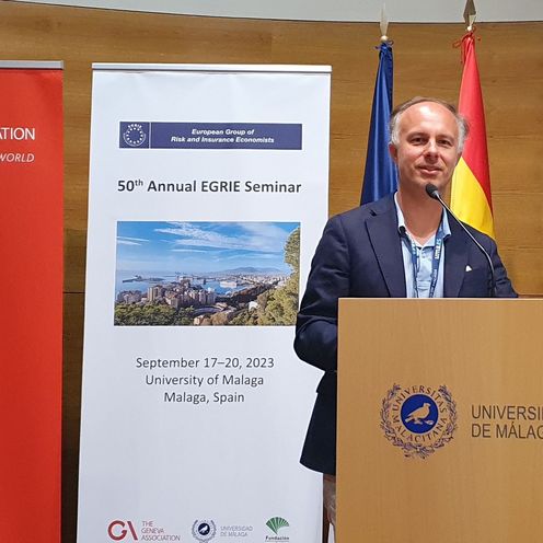 Prof. Dr. Stefan Veith pr&auml;sentiert auf dem EGRIE-Seminar in Spanien