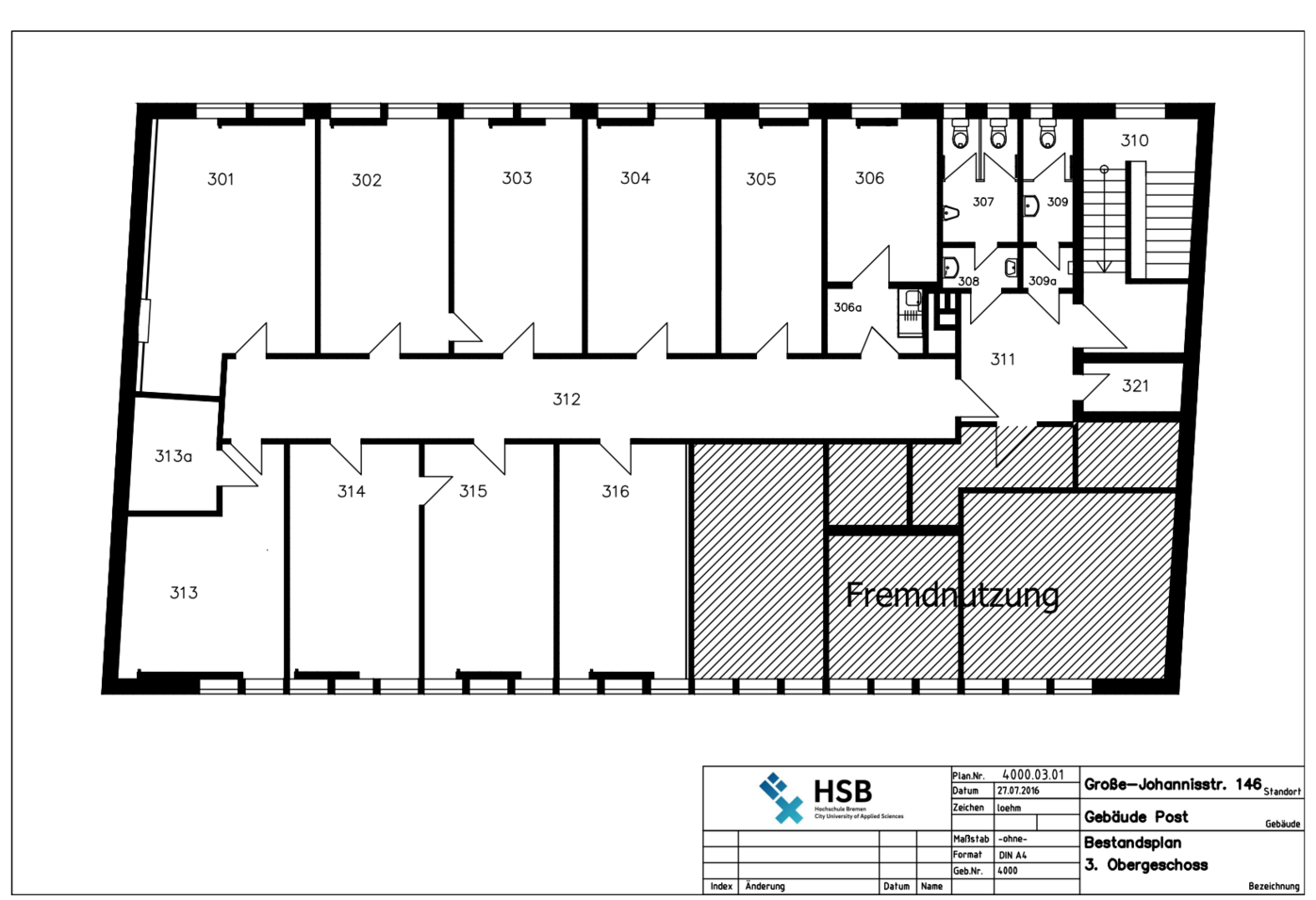 Campus Neustadtswall - Lageplan - Post-Gebäude - 3. OG