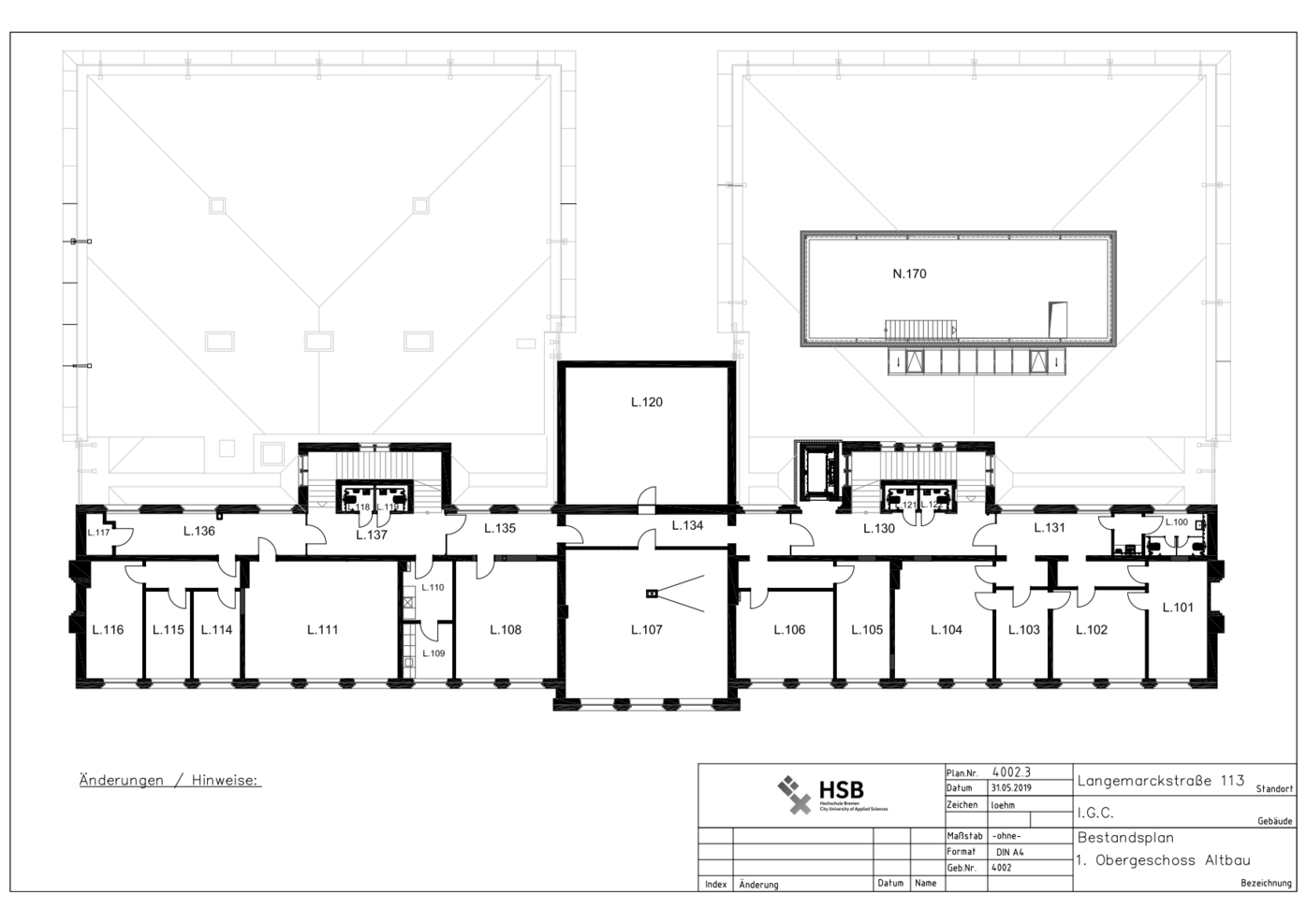 Campus Neustadtswall - Lageplan - L-Gebäude - Ebene L1