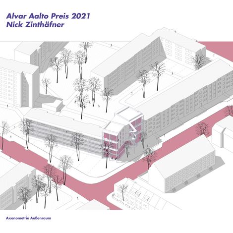 Alvar Aalto Preis Bremen 2021 - Axonometrie Au&szlig;enraum