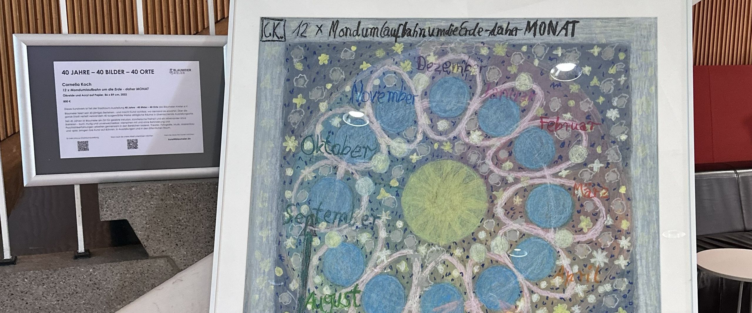 Blaumeier Atelier - Kunstwerk Auf dem Bild sieht man das in der Fakultät 1 ausgestellte Bild.