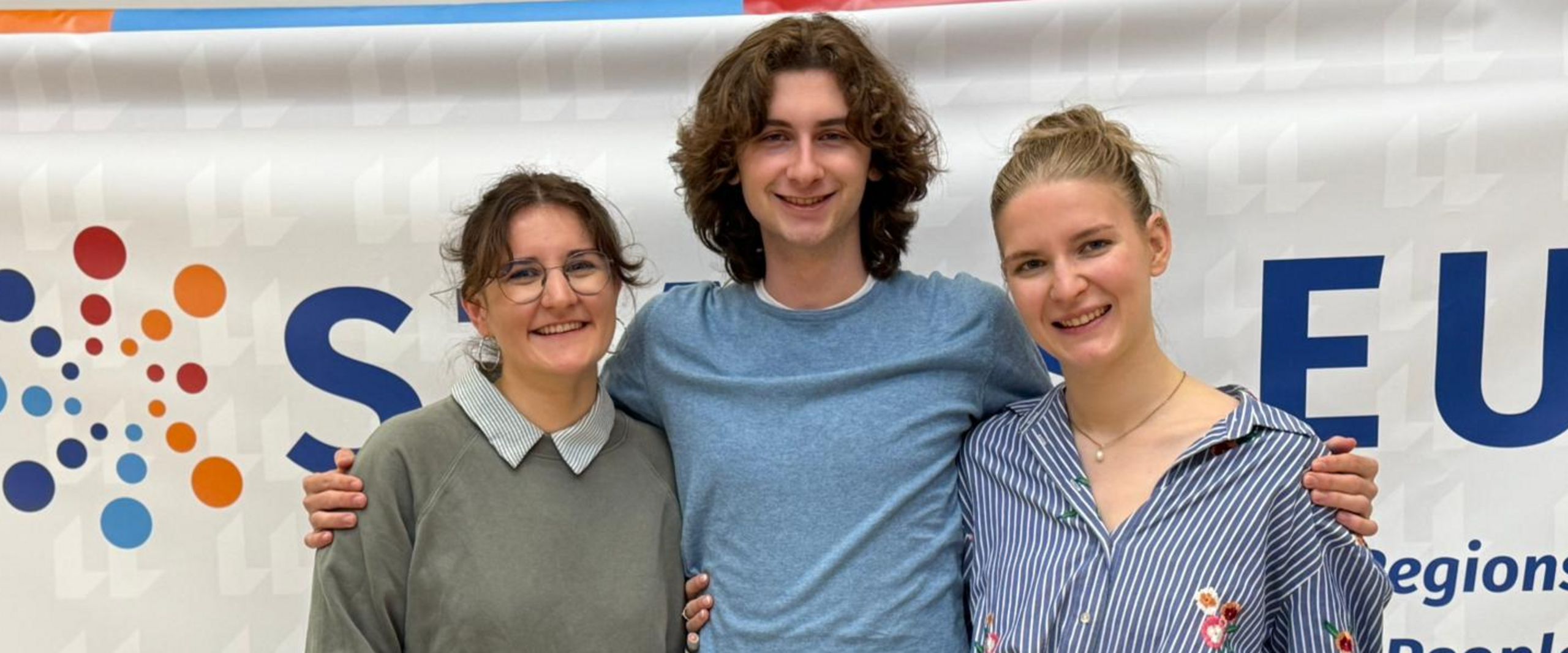 2025 Group photo STARS EU Studen Board of the HSB Two female students and one male student pose for a group photo.