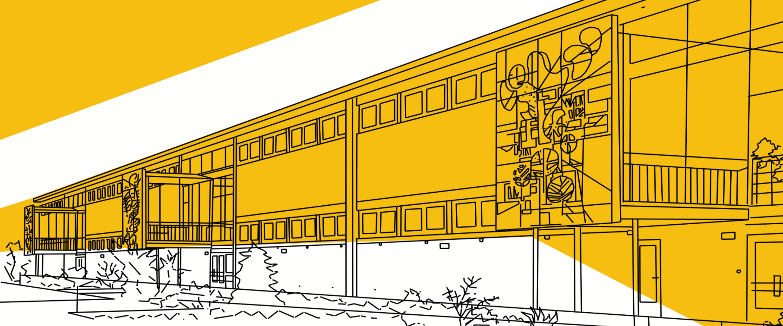 [Translate to English:] Schule an der Witzlebenstra&szlig;e mit Reliefs von Albrecht Kr&ouml;ning, 1963.