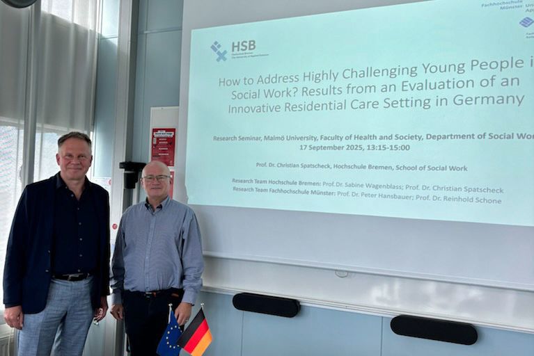 Prof. Dr. Christian Spatscheck und Prof. Dr. Jonas Christensen an der Universität Malmö