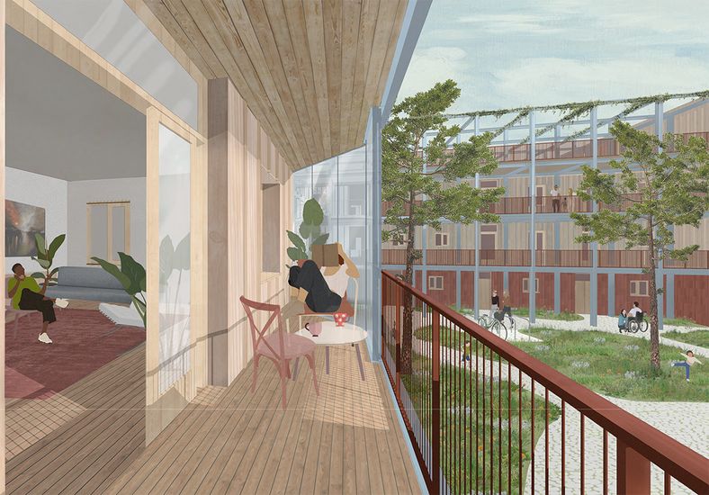Quartier am Kajplatz, Visualisierung @ Lena Sohrmann & Antonia Wagner (Hochschule Bremen)