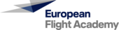 Das Logo besteht aus einer Kombinationen aus Dreiecken, die einem Flugzeug ähneln und dem Schriftzug European Flight Academy. Ds Logo ist grau-blau