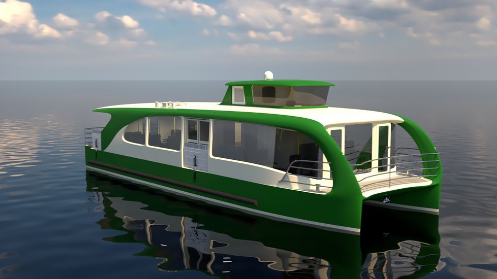 Grafik eines Modells einer Personenf&auml;hre - Seintenansicht