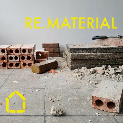 RE.MATERIAL -offenes Atelier f&uuml;r ressourcenschonendes, nachhaltiges und kreislauforientiertes Bauen. Abbildungen: Jule Immel, Louisa Br&uuml;ssermann, Nina M&ouml;llering, Leon Falke