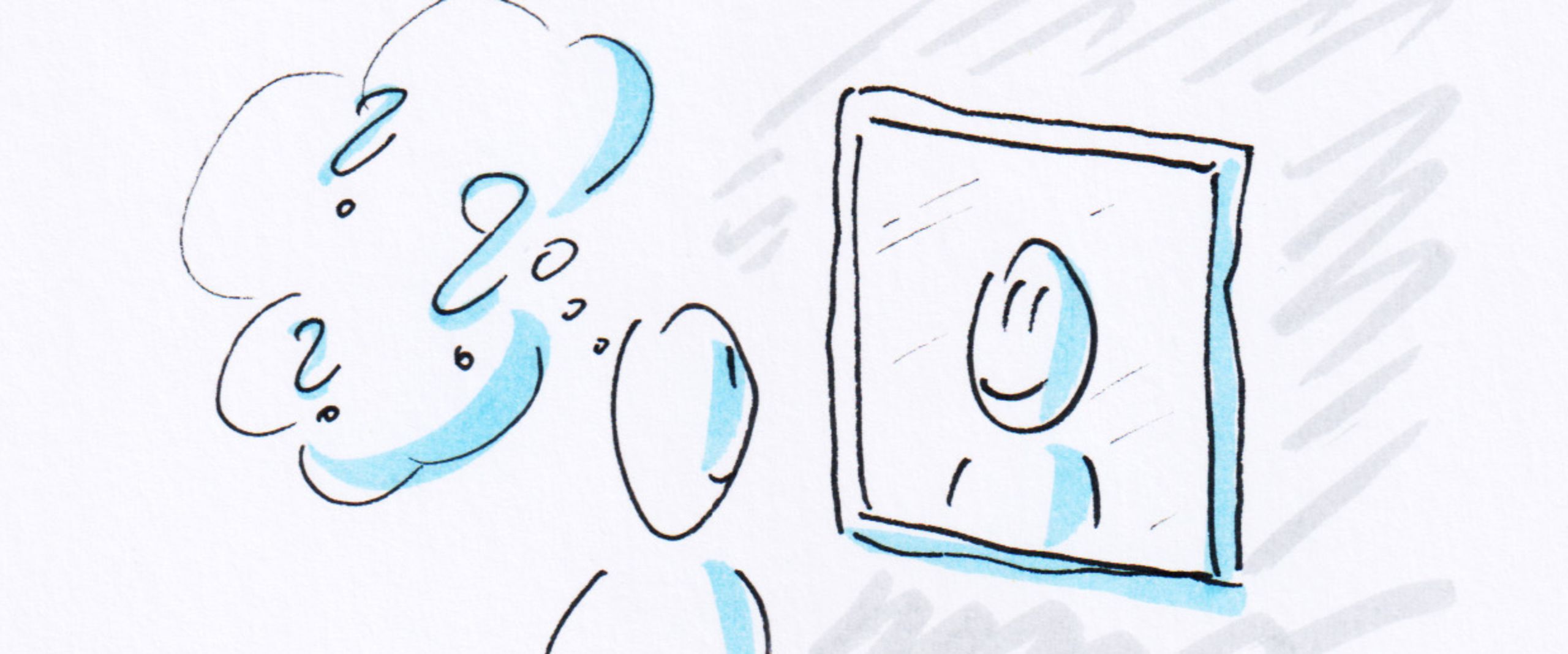 Who cares Motiv: Person vor Spiegel