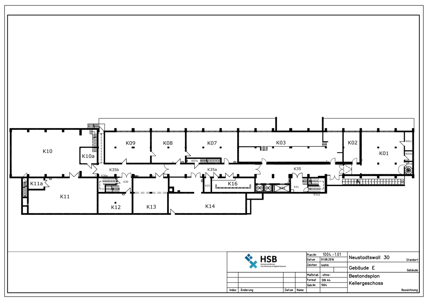 Campus Neustadtswall - Lageplan - E-Gebäude - Kellergeschoss
