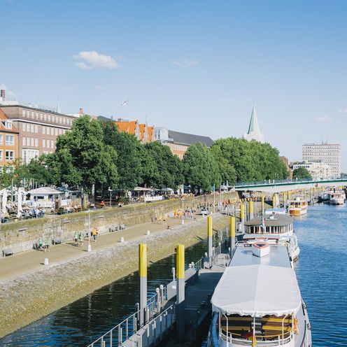 Blick auf die Bremer Schlachte an der Weser