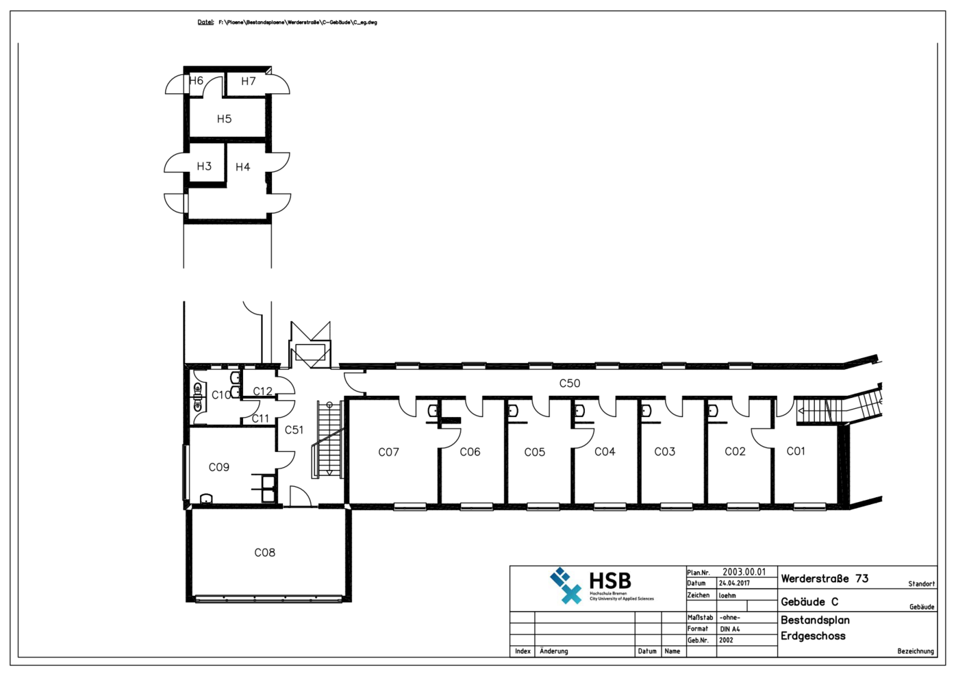 Campus Werderstraße - Lageplan - C-Gebäude - EG