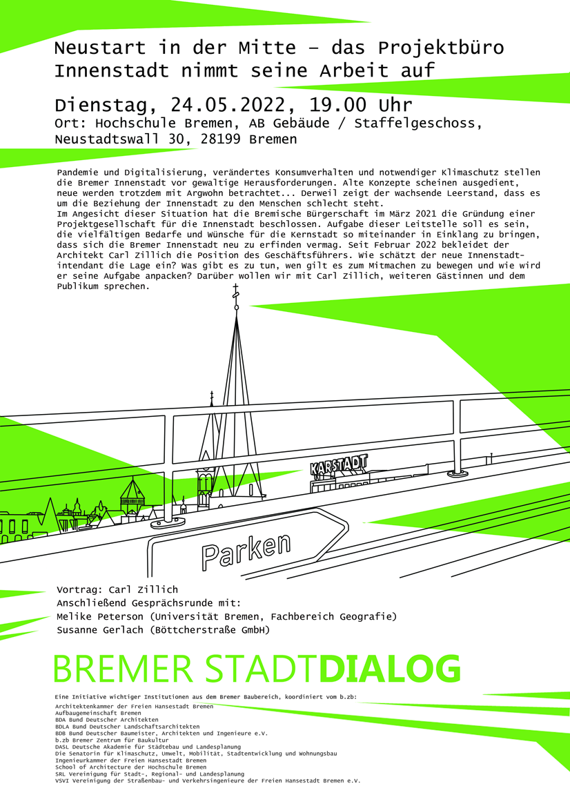 Einladung BREMER STADTDIALOG mit einer Illustration von Gaby Husted