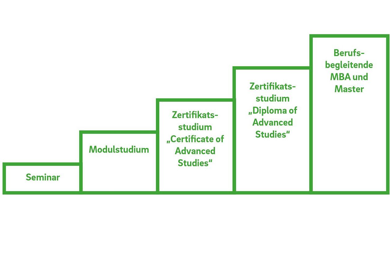 Format Treppe Modell Darstellung der Formate der Graduate & Professioinal School