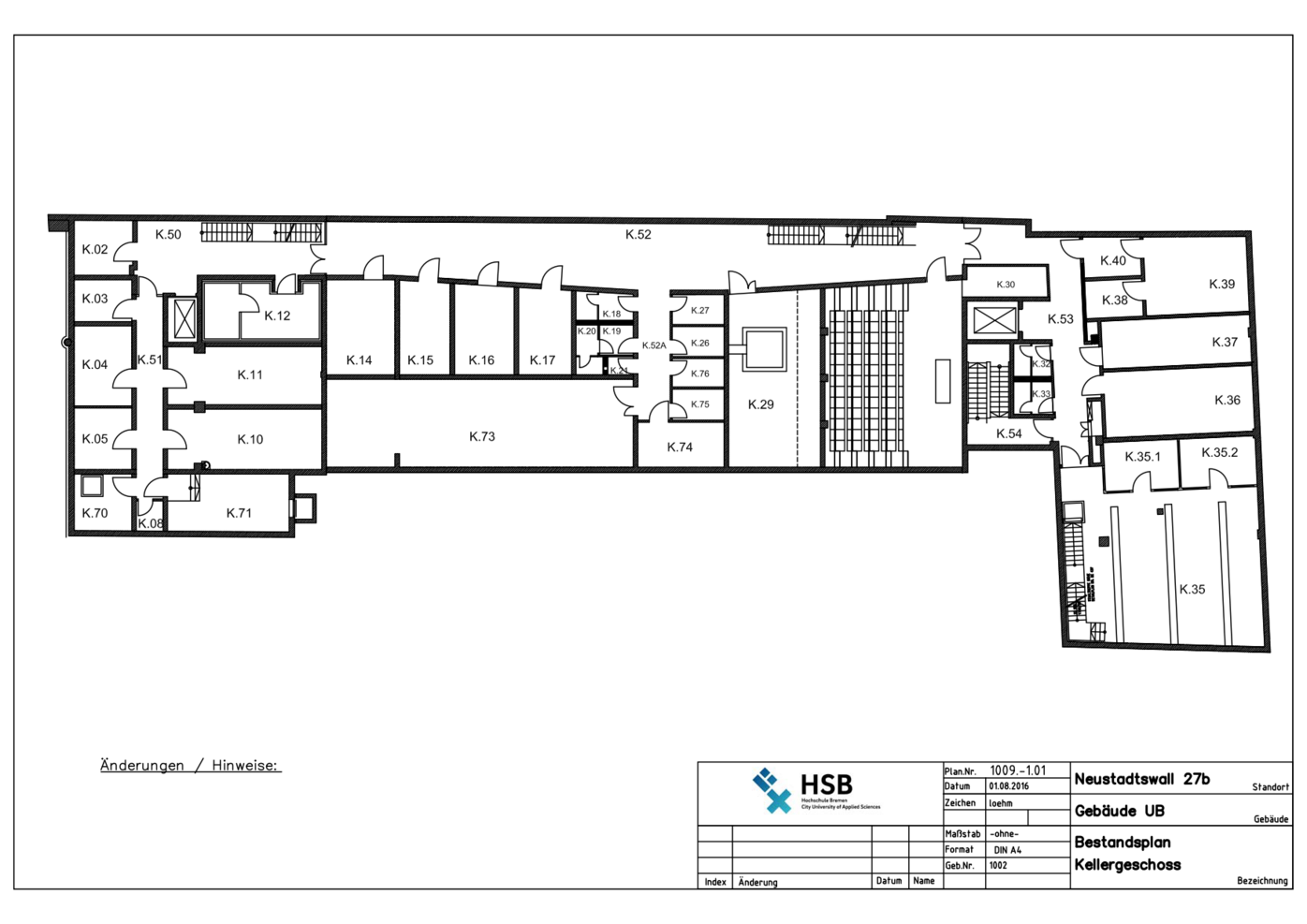 Campus Neustadtswall - Lageplan - UB-Gebäude - Kellergeschoss