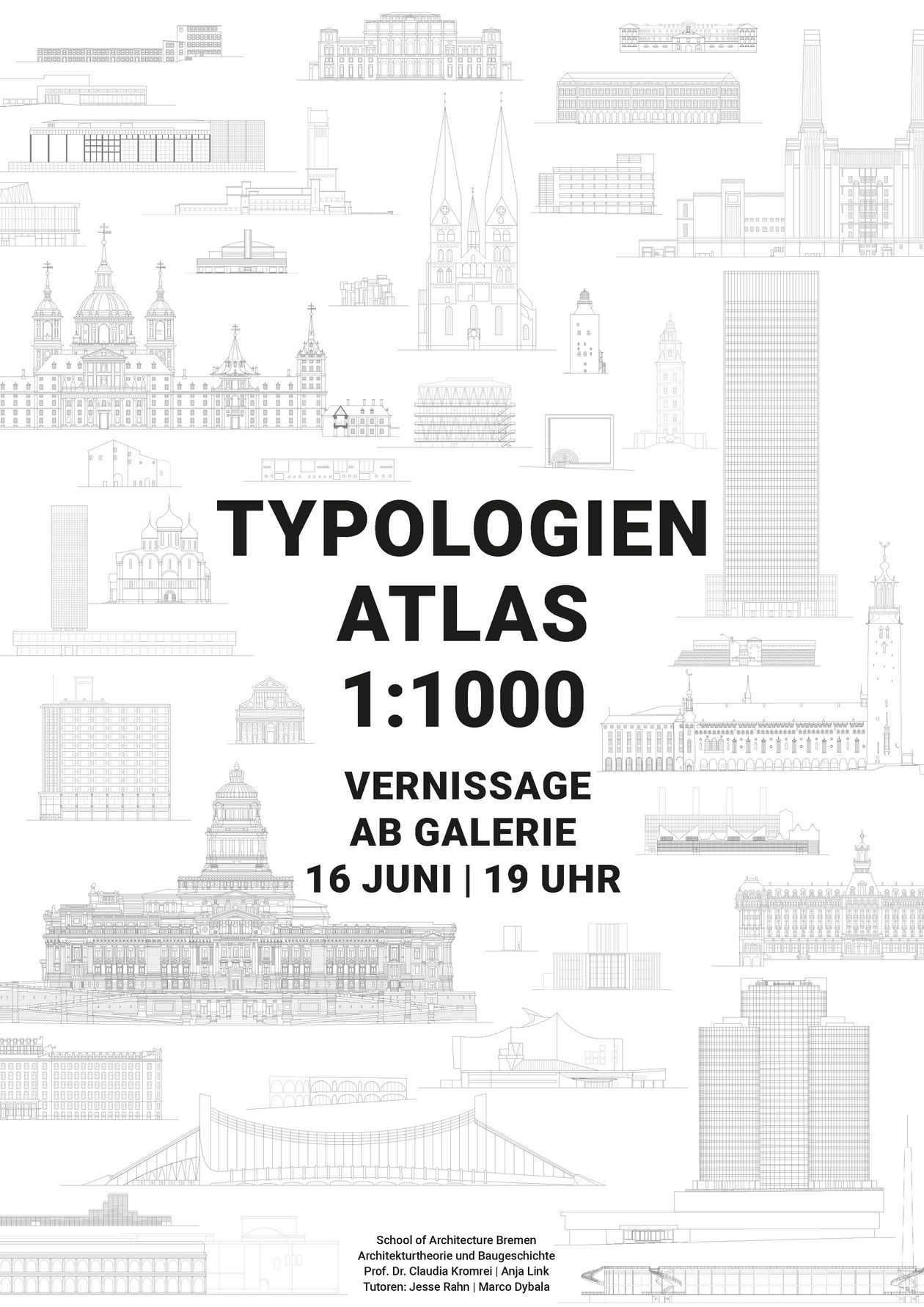 Architekturzeichungen zur Vernissage TYPOLOGIEN ATLAS 1:1000