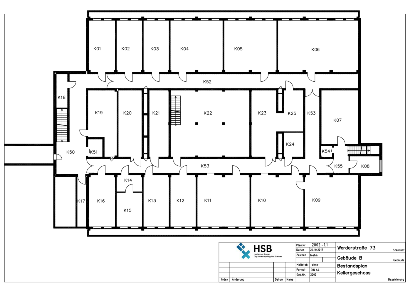 Campus Werderstraße - Lageplan - B-Gebäude - Erdgeschoss