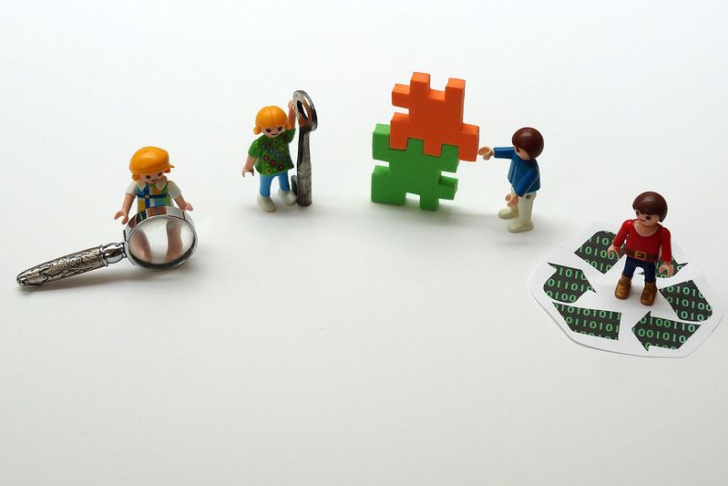 Playmobil die das Akronym FAIR darstellen