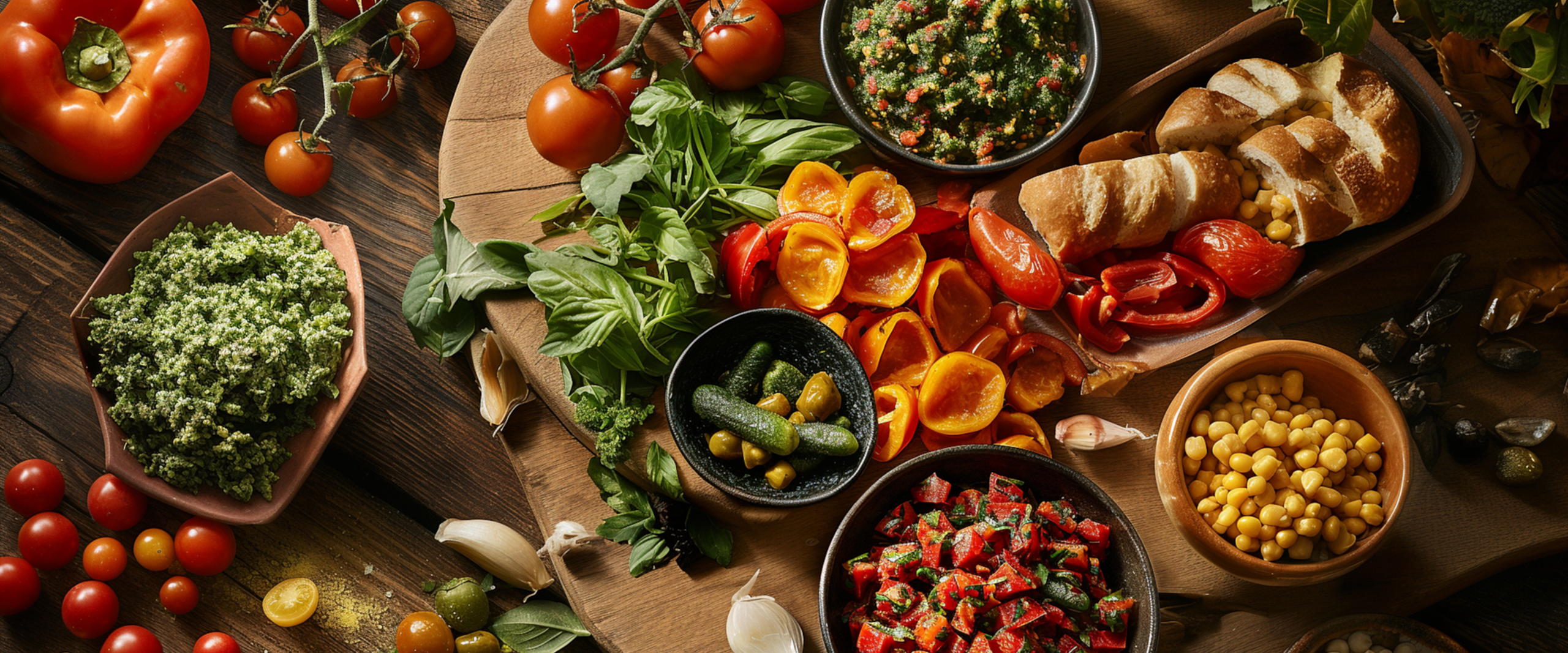 Verschiedene Schalen mit bunten, gesunden Zutaten